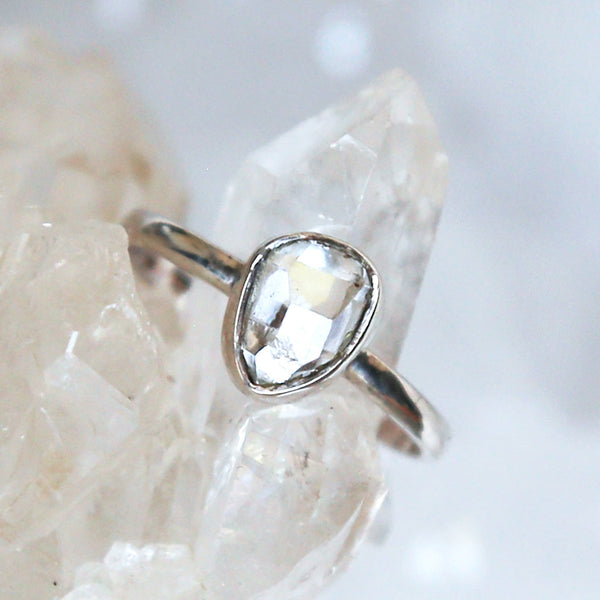 Bague Femme Diamant Vert – Cristal Plaqué Argent, Taille 54 (USA 7), Budget Beauté