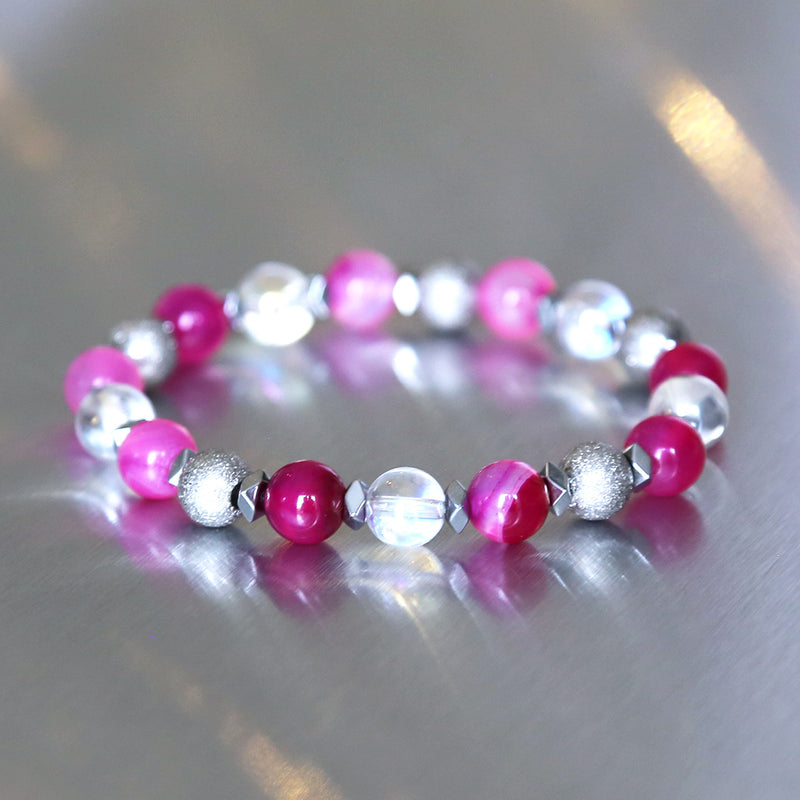 Bracelet Amour & Lumière - Agate rose, Quartz