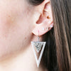 Boucles d'oreilles pendantes triangles - Pyrite Argenté