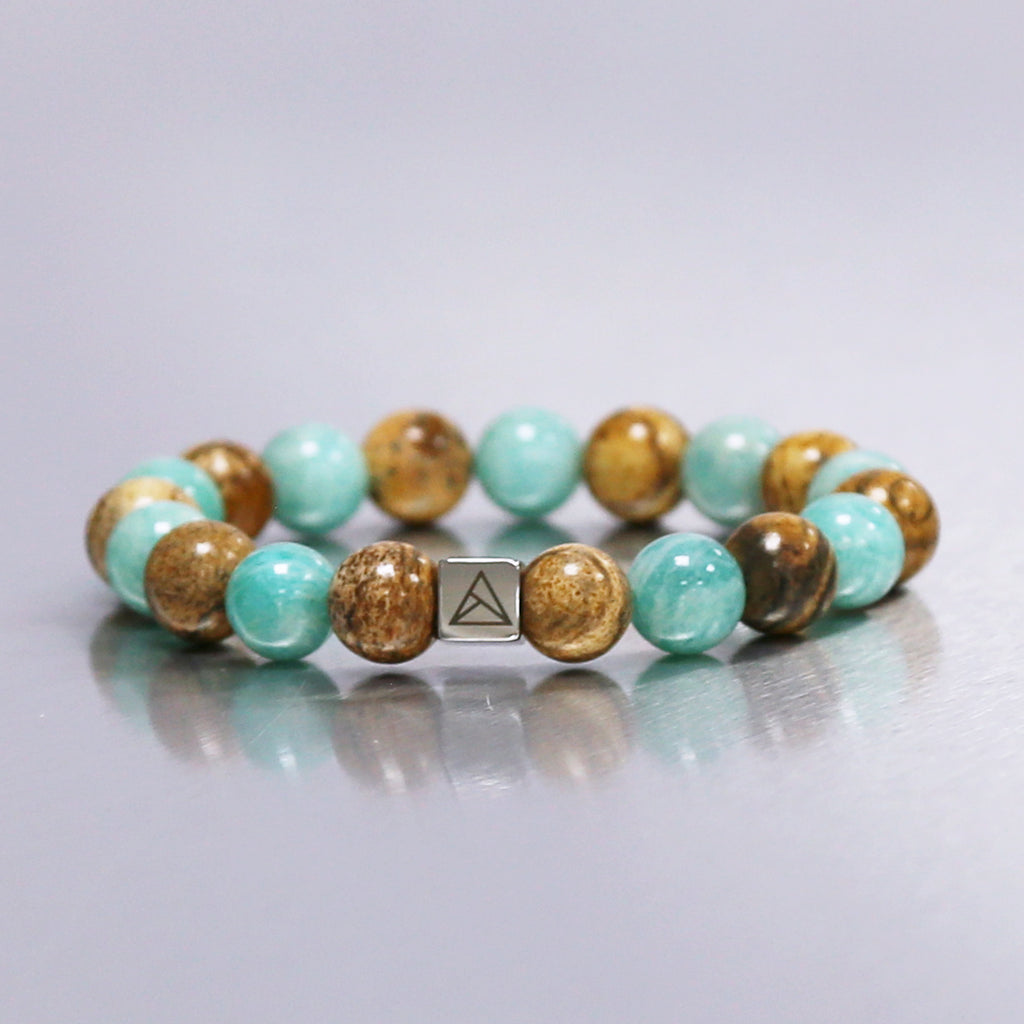 Bracelet Amazonite et Jaspe paysage - Réconfort & Communication