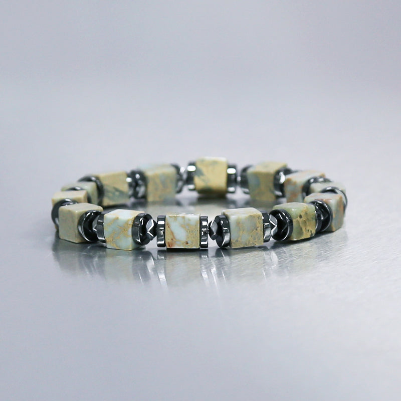 Bracelet Jaspe Bleu carré - Communication & Sérénité