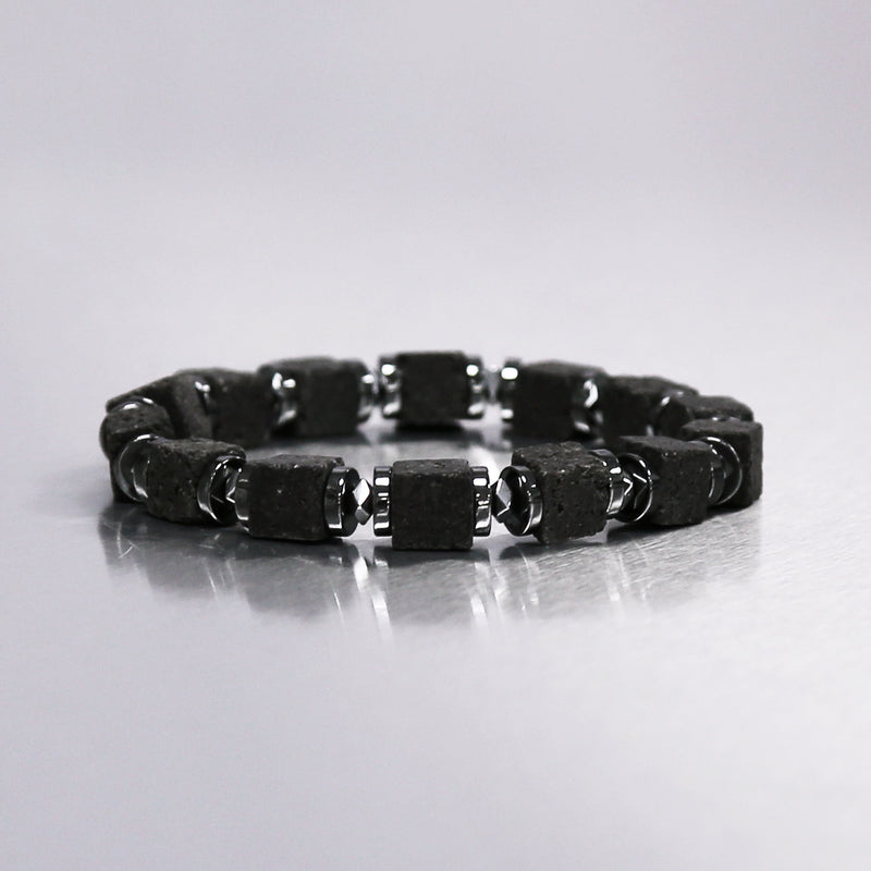 Bracelet Pierre de Lave carré - Ancrage & Protection