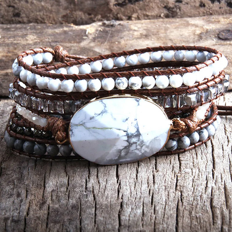 Bracelet Manchette Howlite - Calme & Indulgence