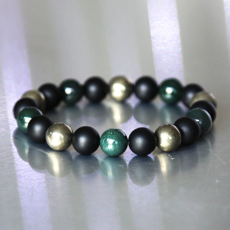 Bracelet Homme Porte bonheur - Agate mousse & Pyrite