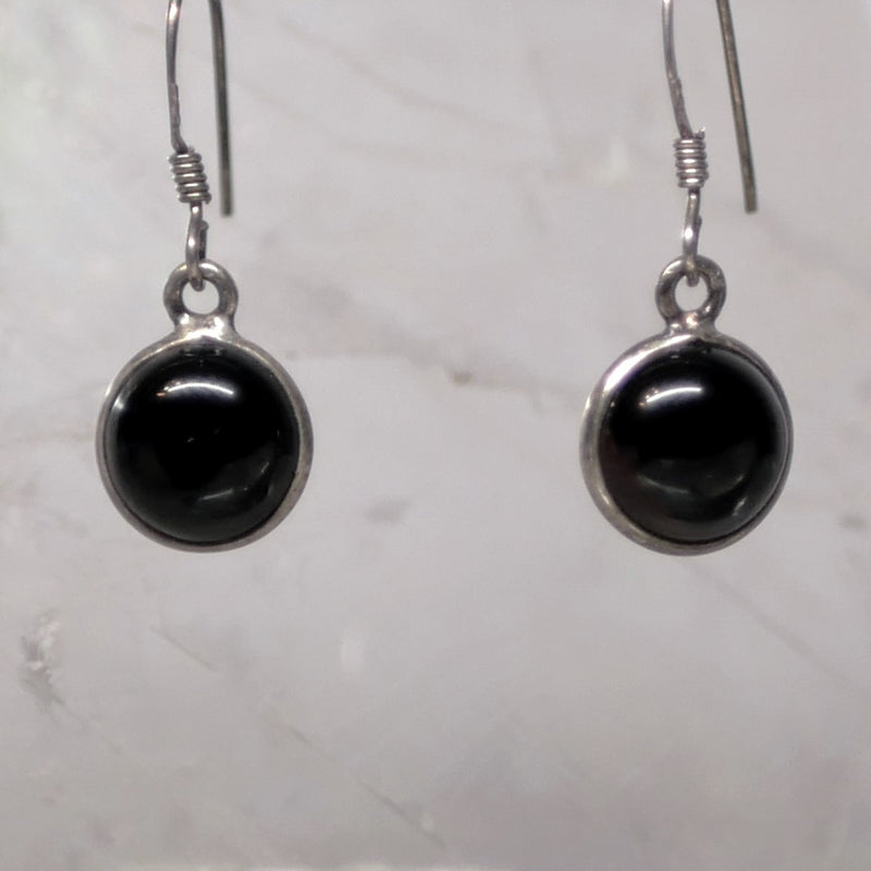 Boucles d'oreilles pendantes Argent - Onyx rond