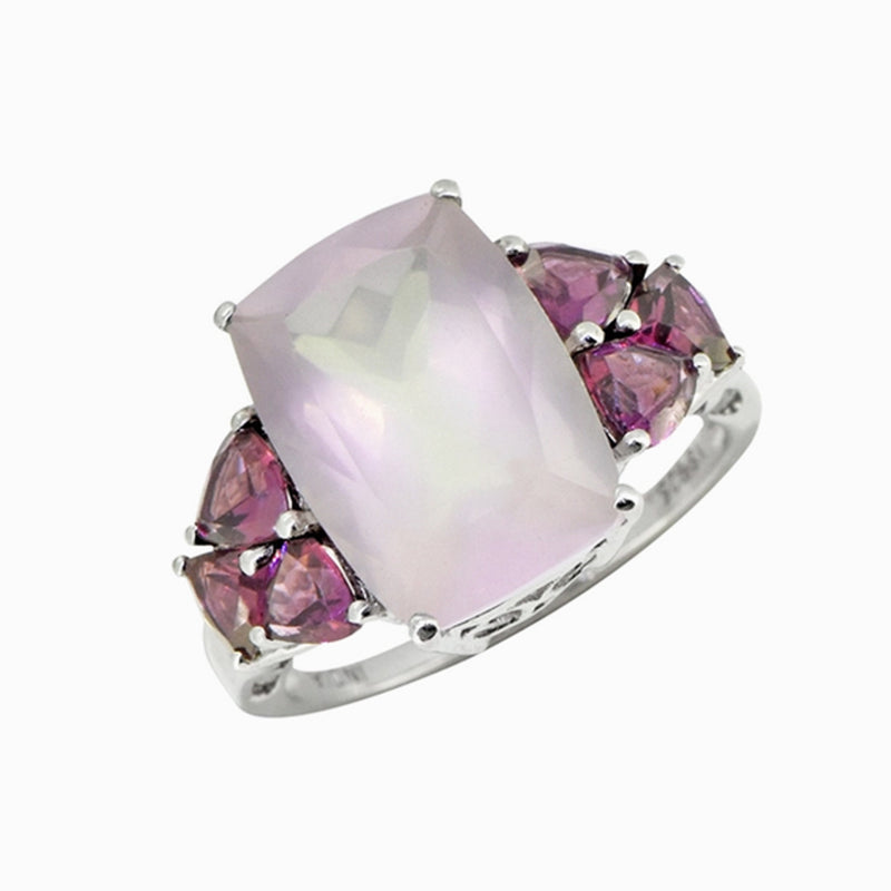Bague Argent - Quartz Rose & Tourmaline Rose