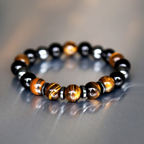 bracelet pour homme en pierre oeil de tigre véritable  réalisé sur mesure en belgique